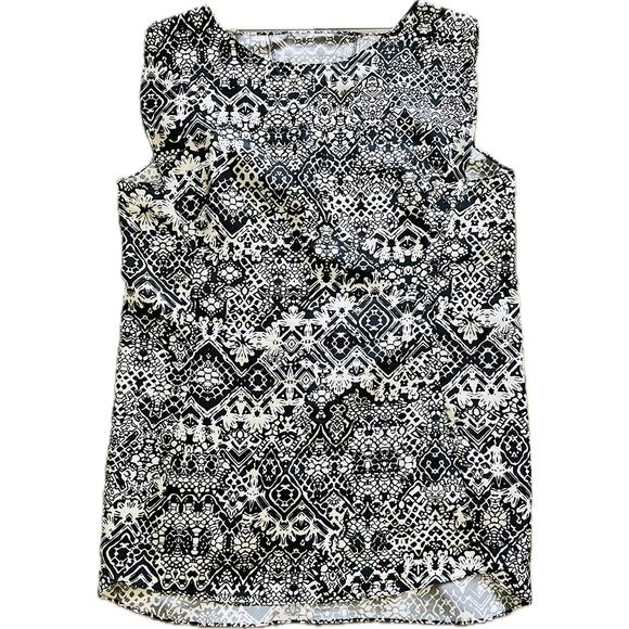 YSL Yves Saint Laurent 100% Silk Blouse EU 38 US 6 Abstract Sleeveless Shell - Picture 1 of 6